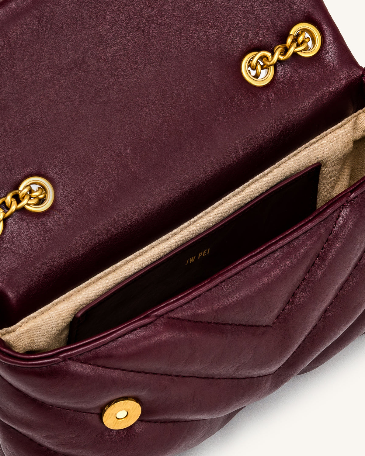Riley Dachshund Quilted Flap Shoulder Bag - Deep Burgundy | JW PEI