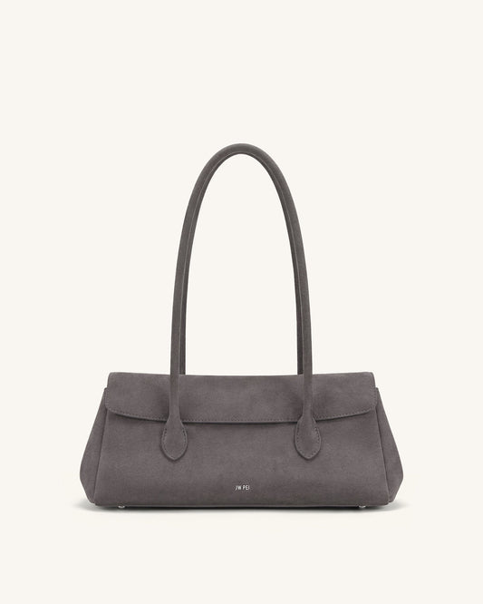 Solenne Faux Suede East-West Shoulder Bag - Taupe | JW PEI