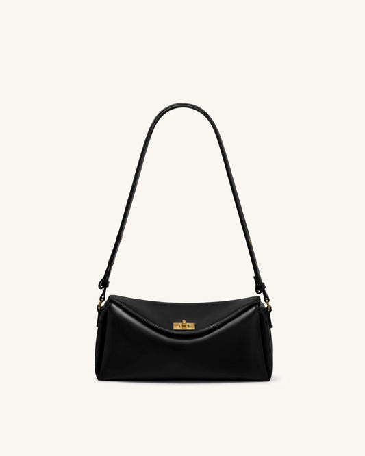 Lucia Asymmetric Flap Shoulder Bag - Black | JW PEI