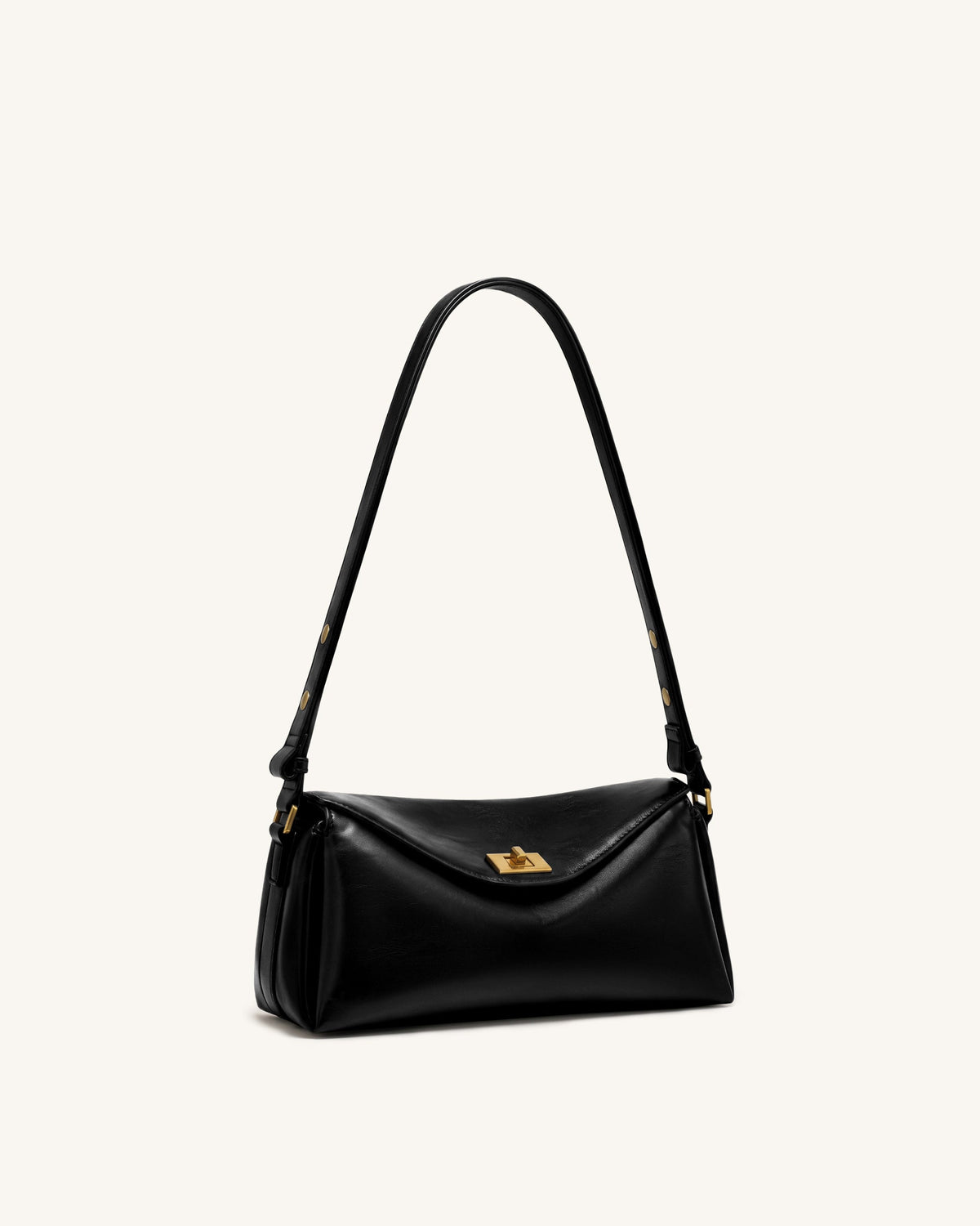 Lucia Asymmetric Flap Shoulder Bag - Black | JW PEI