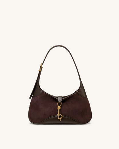 Juliette Key Charm East-West Shoulder Bag - Dark Brown | JW PEI