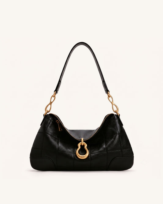 Jayla Metal Pendant Embellished Shoulder Bag - Charcoal Black | JW PEI