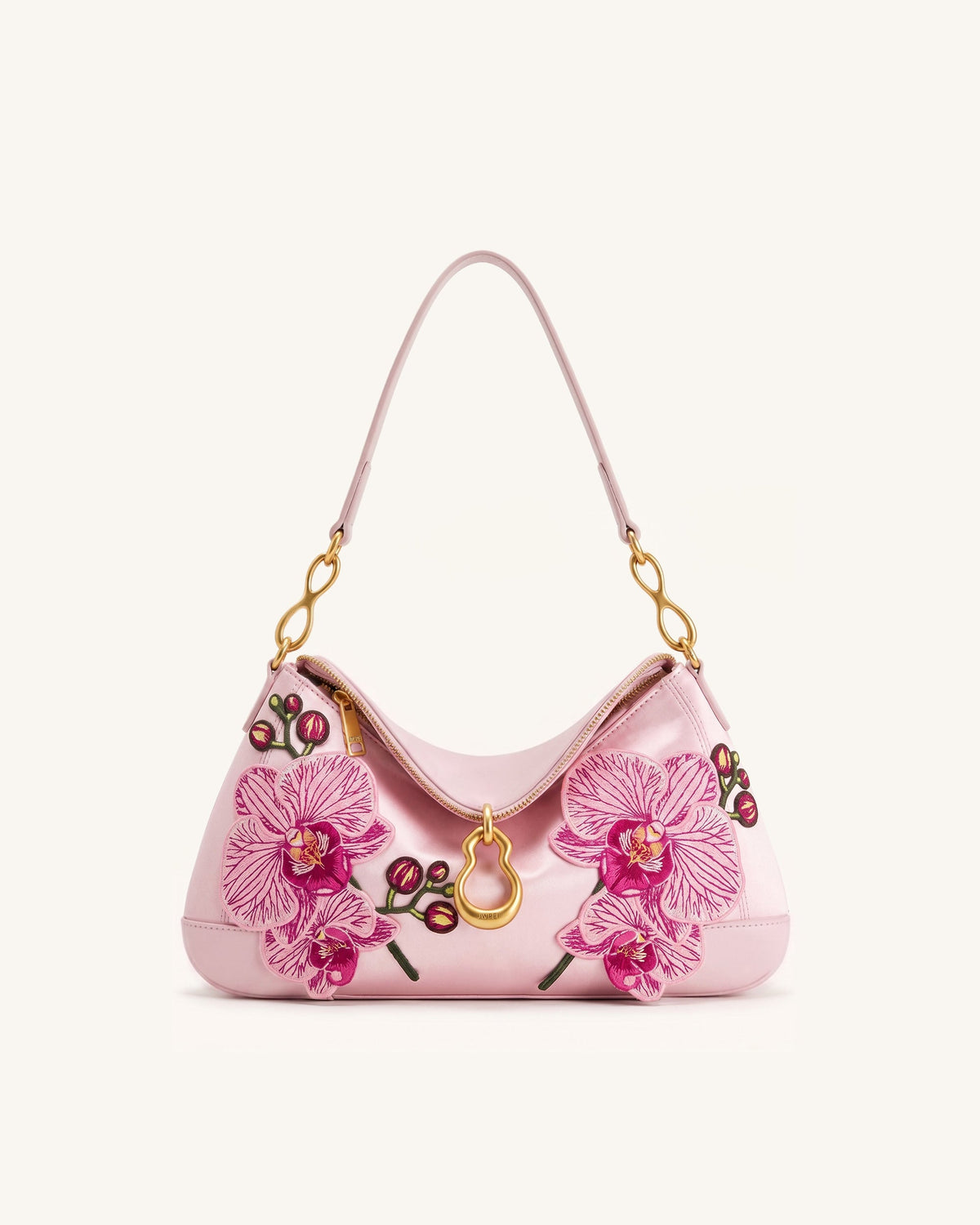 Jayla Metal Pendant Embellished Orchid Embroidered Shoulder Bag - Pink | JW PEI