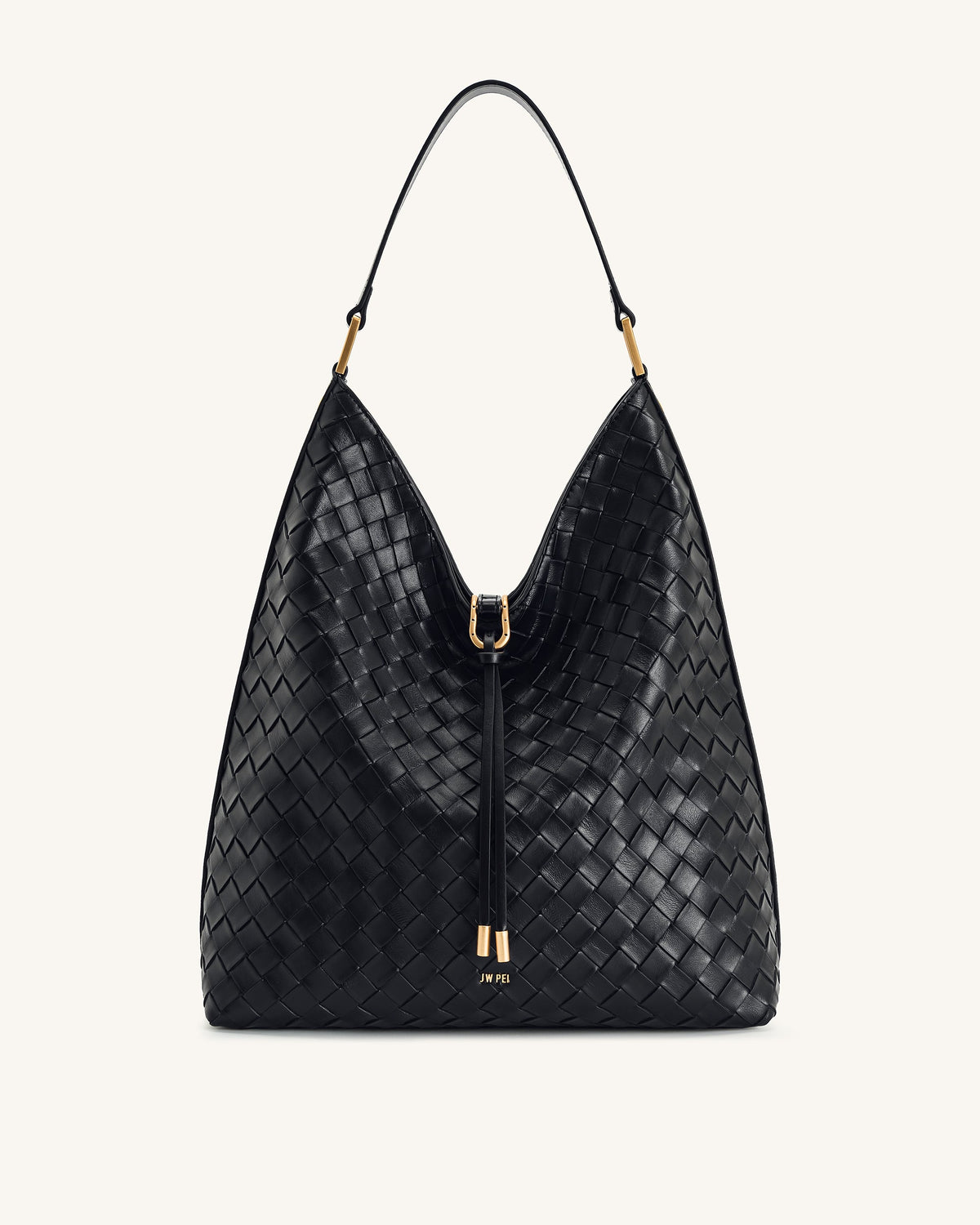 Aria Woven Texture Shoulder Bag - Black | JW PEI