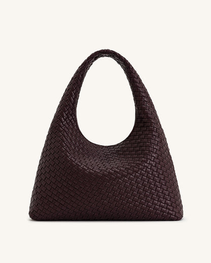 Laura Woven Shoulder Bag - Deep Burgundy | JW PEI