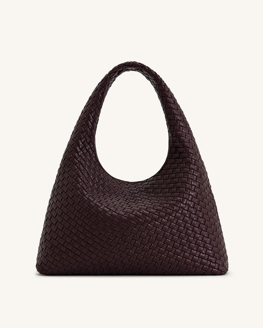 Laura Woven Shoulder Bag - Deep Burgundy | JW PEI