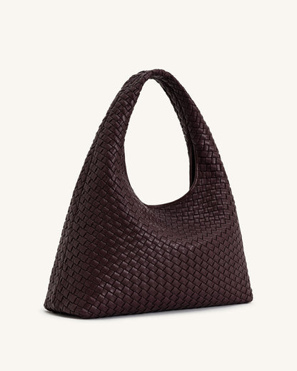 Laura Woven Shoulder Bag - Deep Burgundy | JW PEI