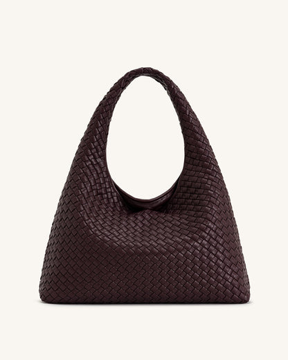 Laura Woven Shoulder Bag - Deep Burgundy | JW PEI
