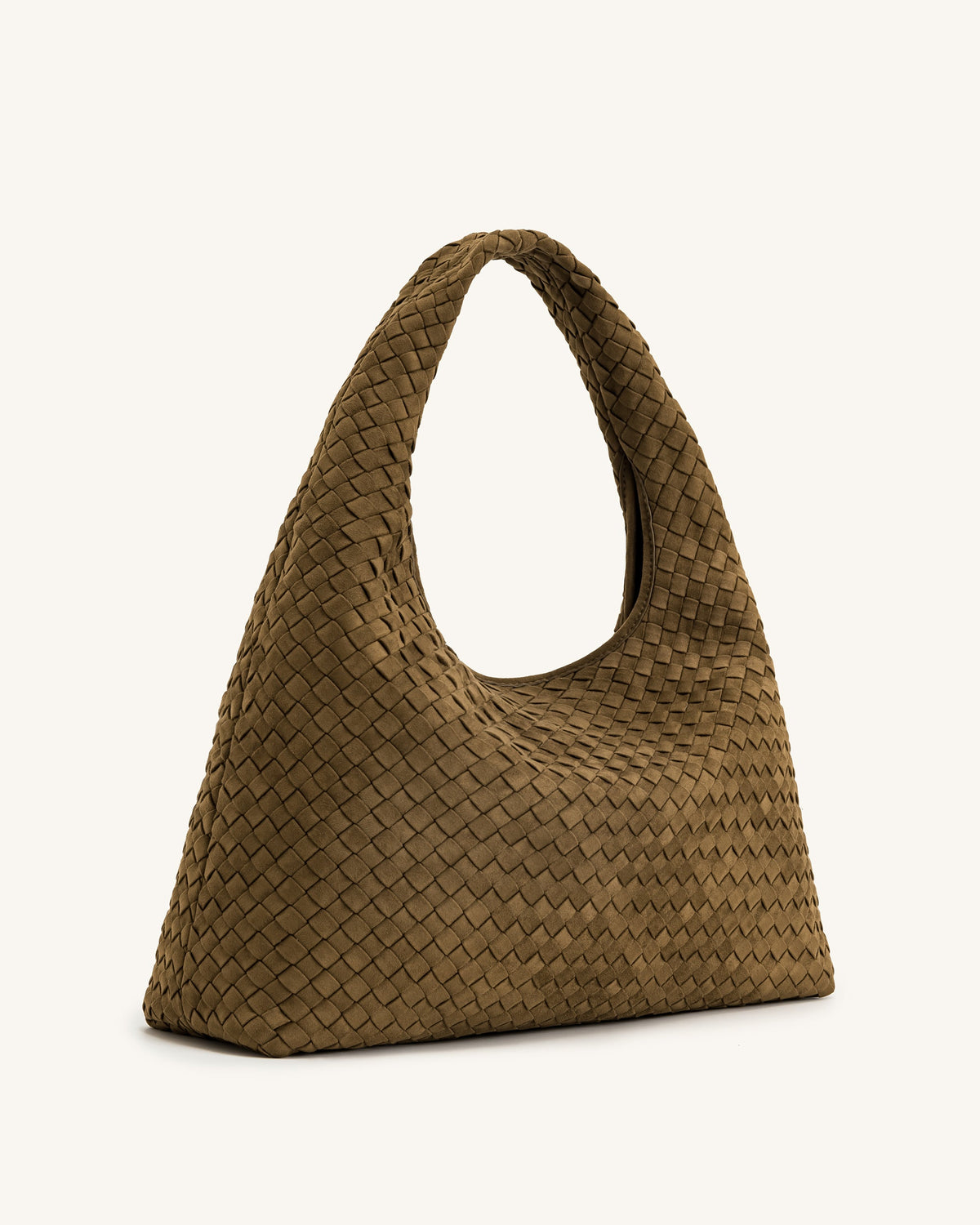 Laura Faux Suede Woven Shoulder Bag - Olive Green | JW PEI