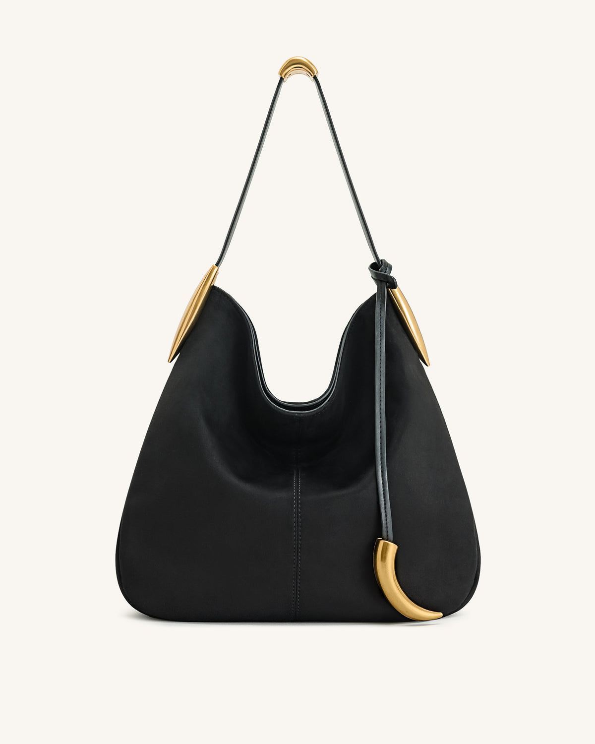 Nina Metal Charm Hobo Bag - Black | JW PEI