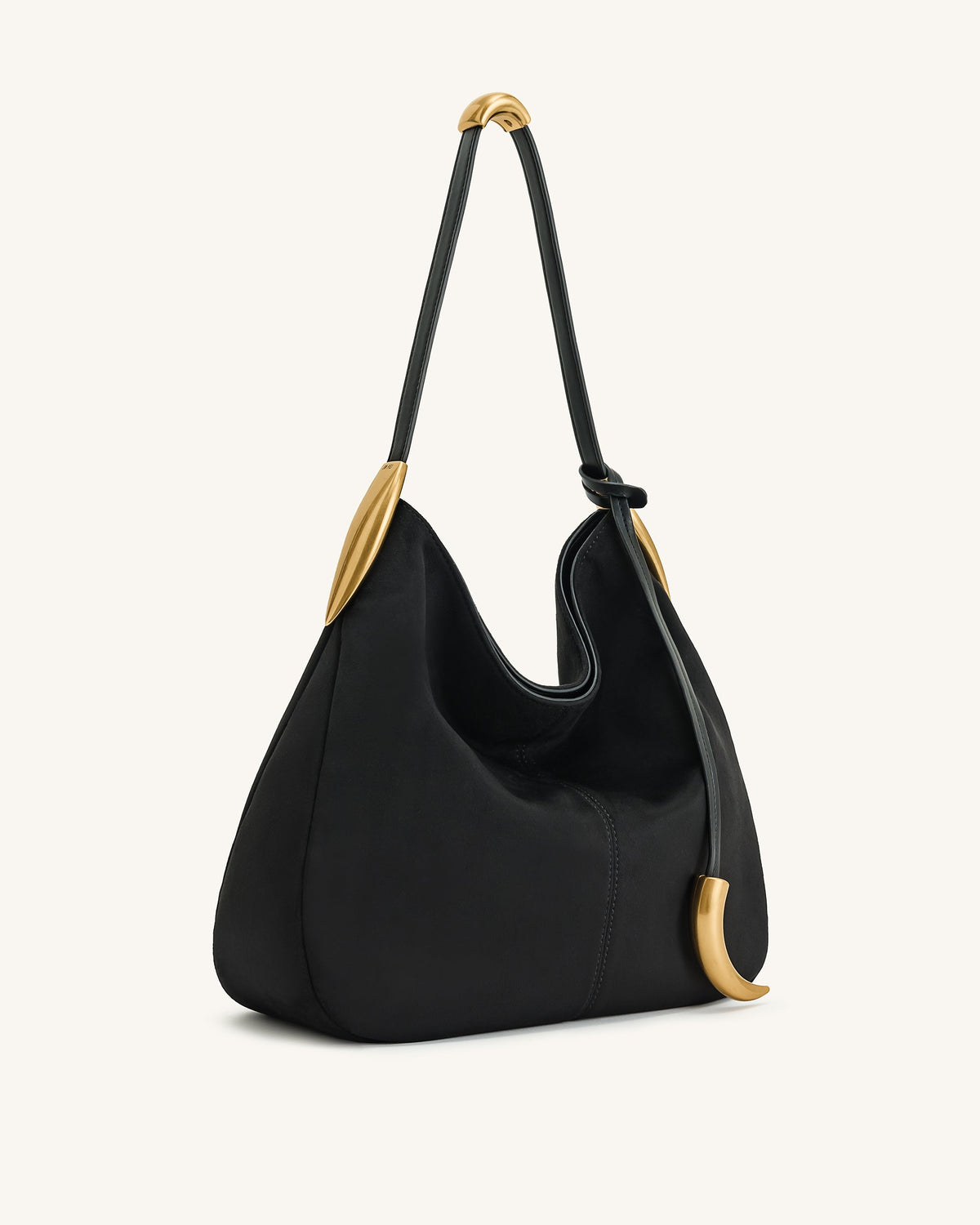 Nina Metal Charm Hobo Bag - Black | JW PEI