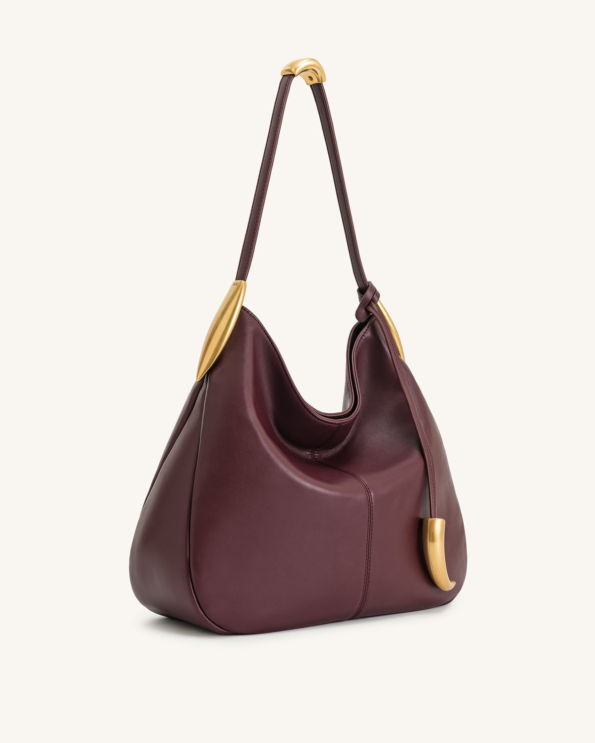 Nina Metal Charm Hobo Bag - Burgundy | JW PEI