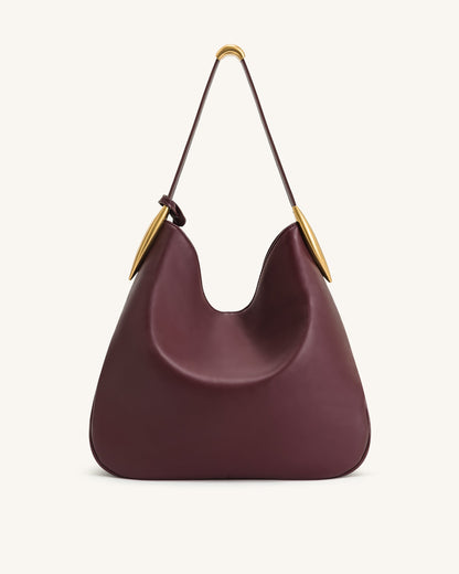 Nina Metal Charm Hobo Bag - Burgundy | JW PEI