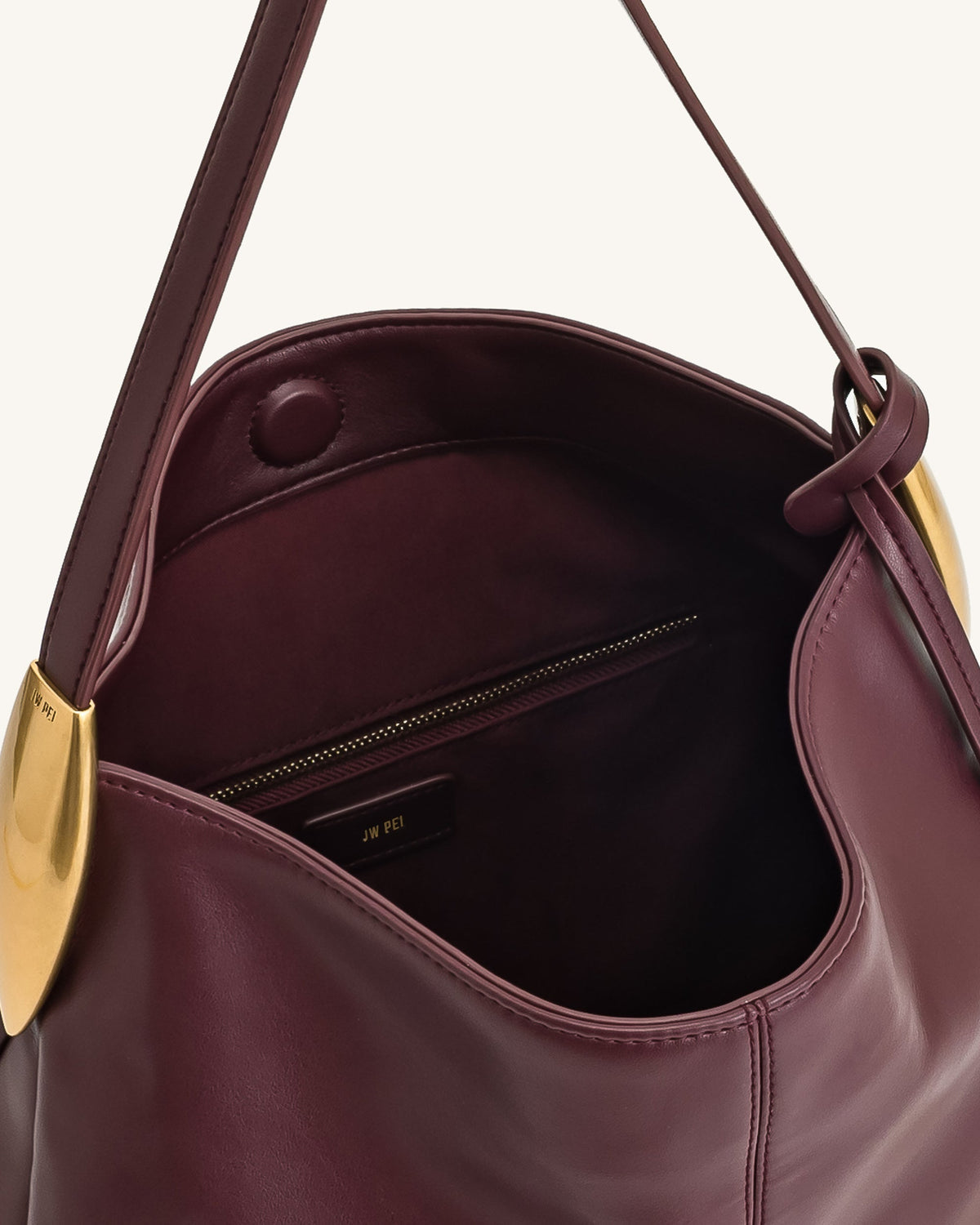 Nina Metal Charm Hobo Bag - Burgundy | JW PEI