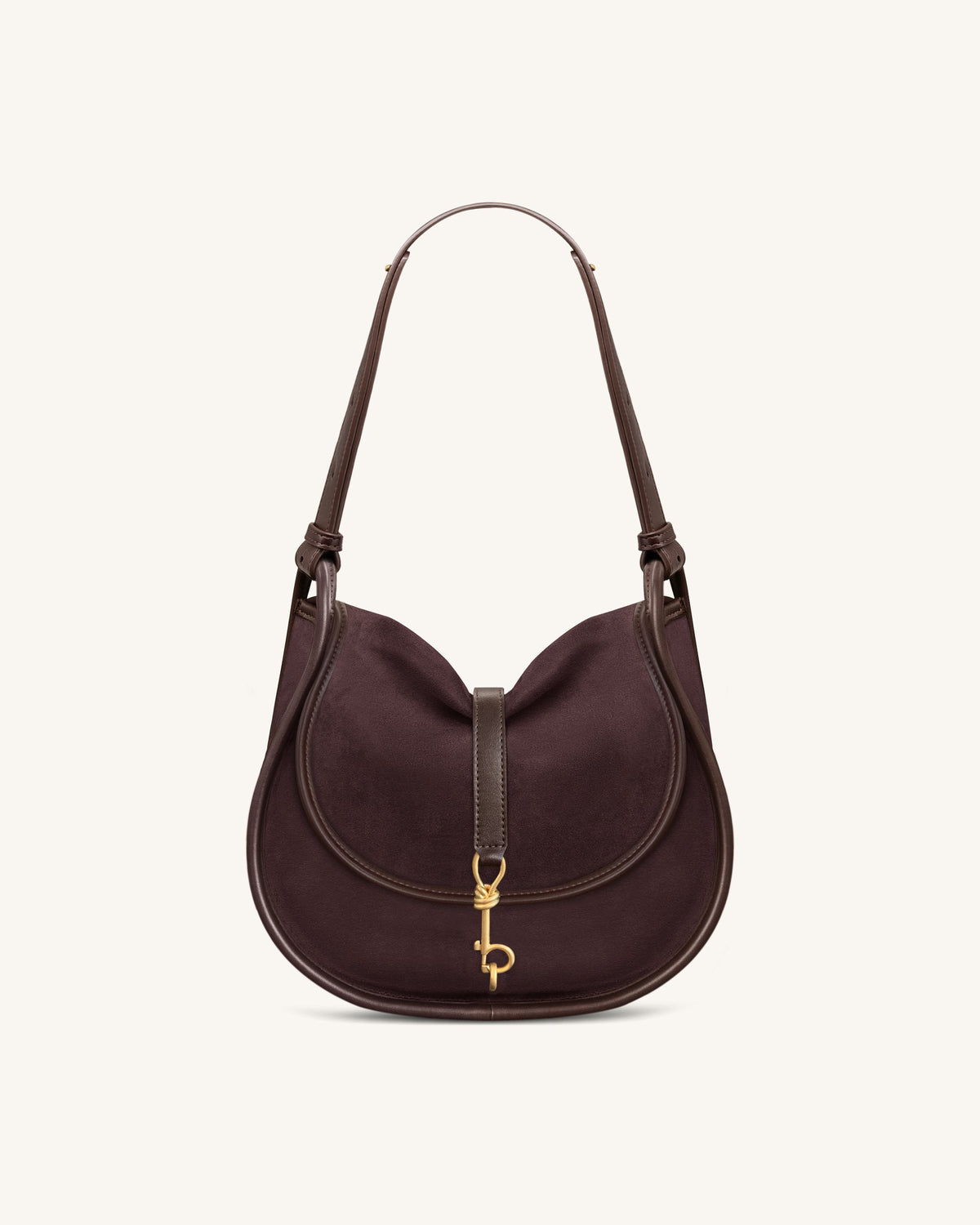 Arla Small Faux Suede Hobo Bag - Chocolate | JW PEI