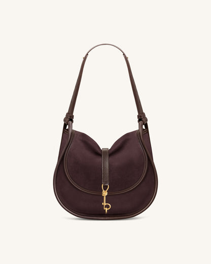 Arla Small Faux Suede Hobo Bag - Chocolate | JW PEI