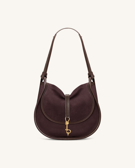 Arla Small Faux Suede Hobo Bag - Chocolate | JW PEI