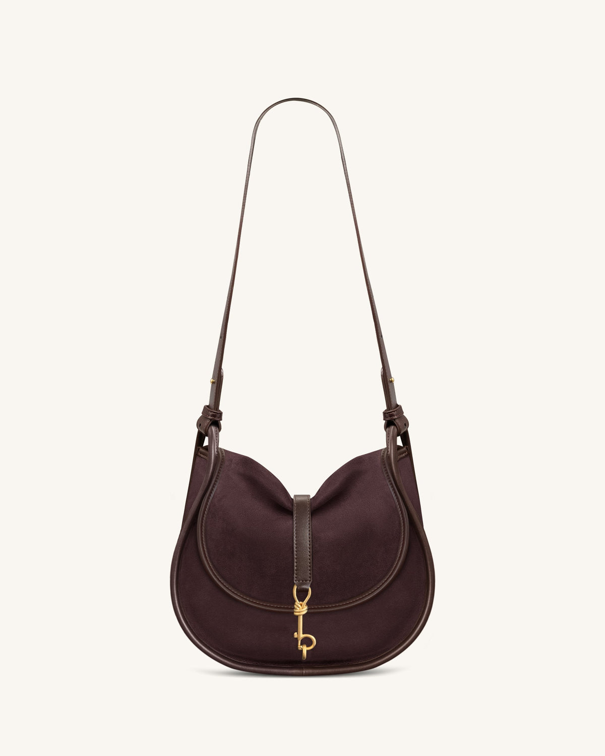 Arla Small Faux Suede Hobo Bag - Chocolate | JW PEI
