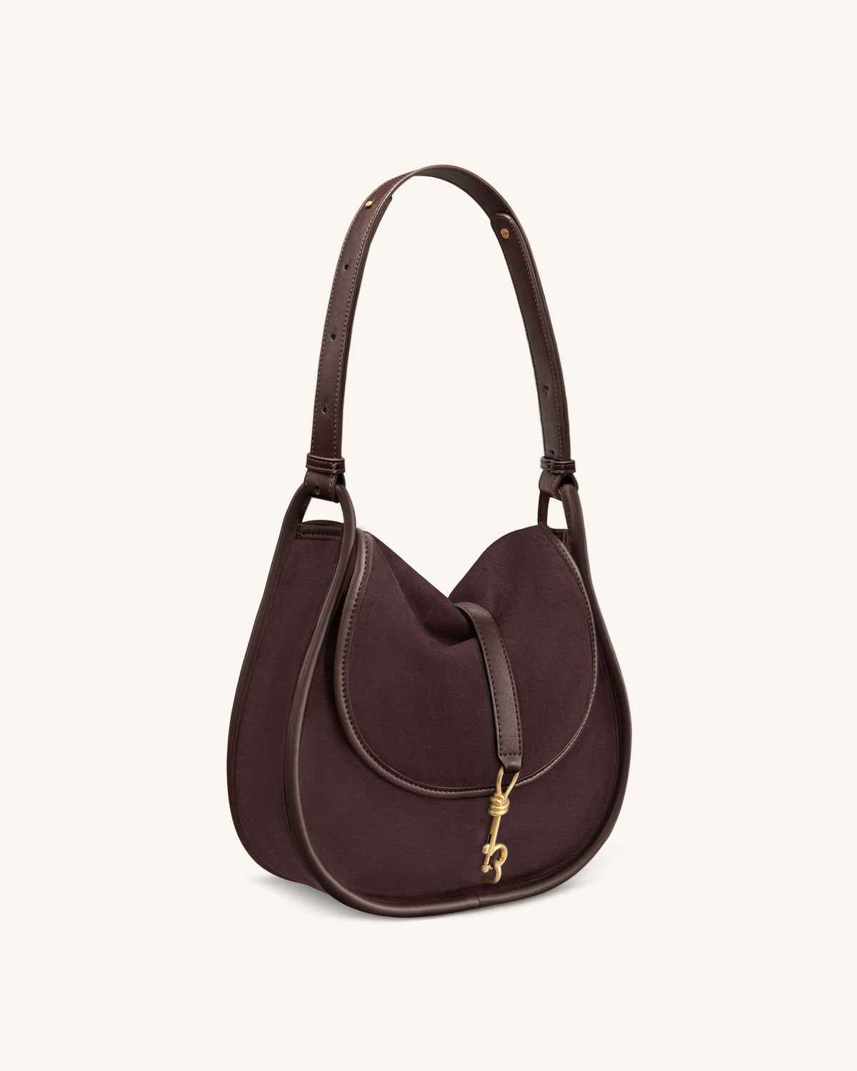 Arla Small Faux Suede Hobo Bag - Chocolate | JW PEI