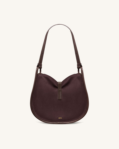 Arla Small Faux Suede Hobo Bag - Chocolate | JW PEI