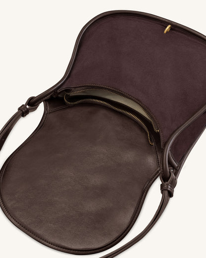 Arla Small Faux Suede Hobo Bag - Chocolate | JW PEI