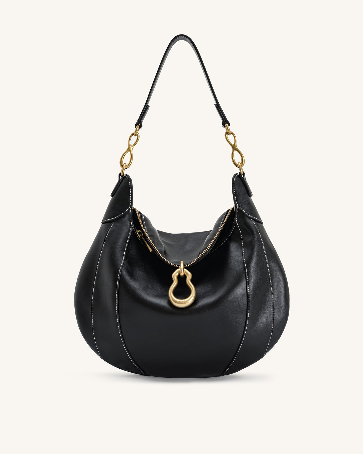 Daria Metal Pendant Embellished Shoulder Bag - Black | JW PEI