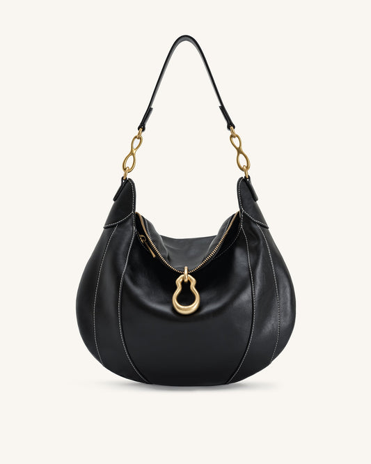 Daria Metal Pendant Embellished Shoulder Bag - Black | JW PEI