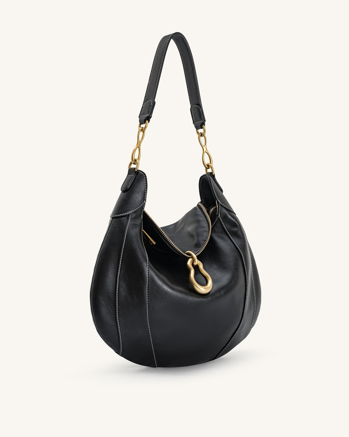 Daria Metal Pendant Embellished Shoulder Bag - Black | JW PEI