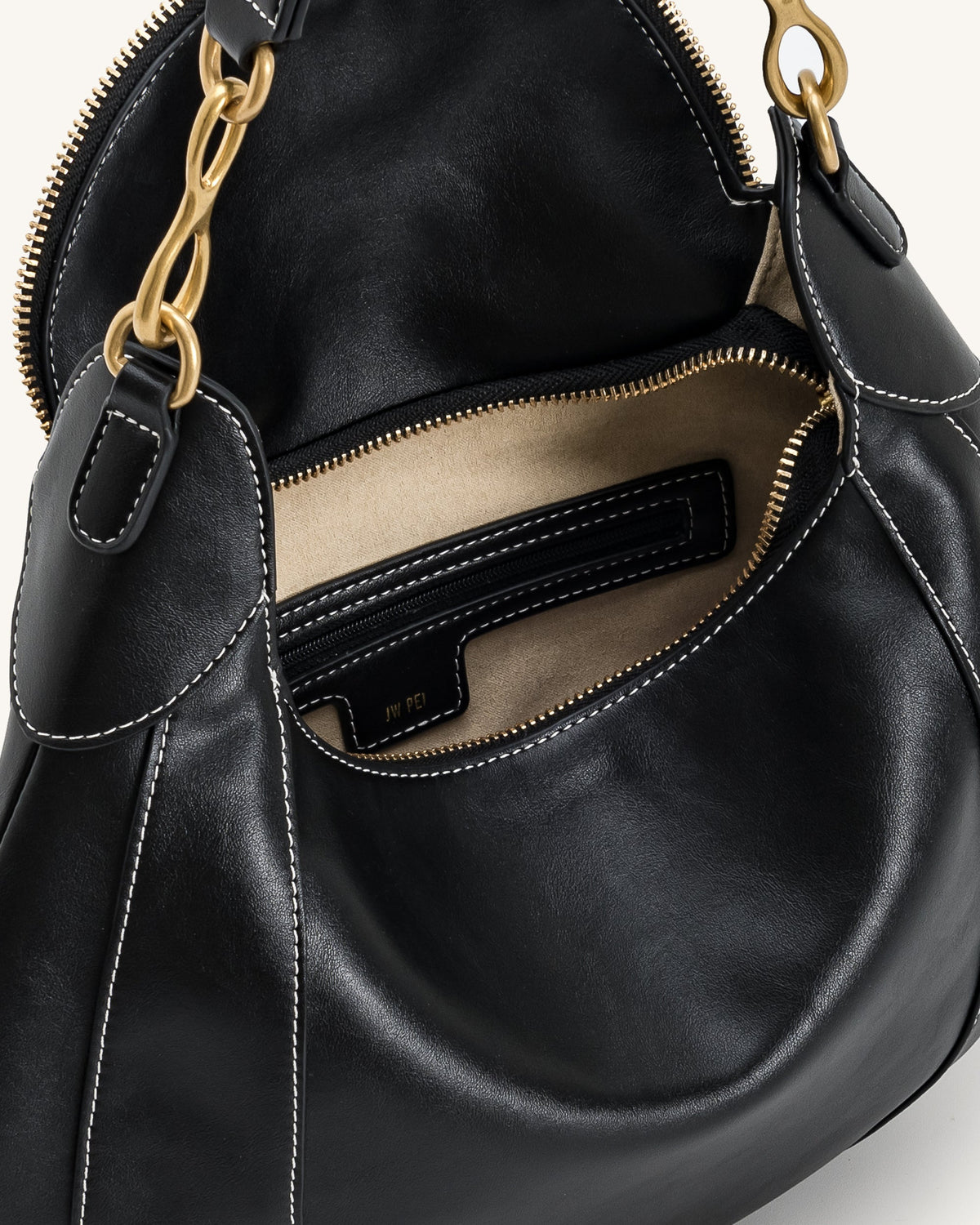 Daria Metal Pendant Embellished Shoulder Bag - Black | JW PEI