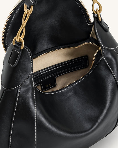 Daria Metal Pendant Embellished Shoulder Bag - Black | JW PEI