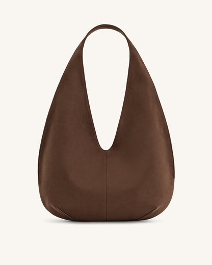 Dara Faux Suede Hobo Bag - Mocha Brown | JW PEI