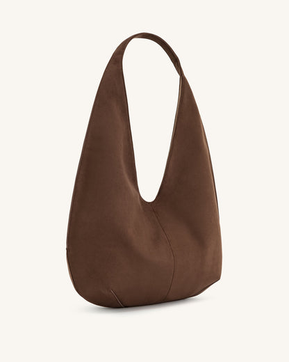 Dara Faux Suede Hobo Bag - Mocha Brown | JW PEI
