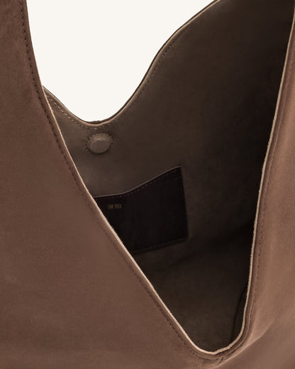 Dara Faux Suede Hobo Bag - Mocha Brown | JW PEI