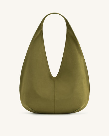 Dara Faux Suede Hobo Bag - Dark Olive | JW PEI
