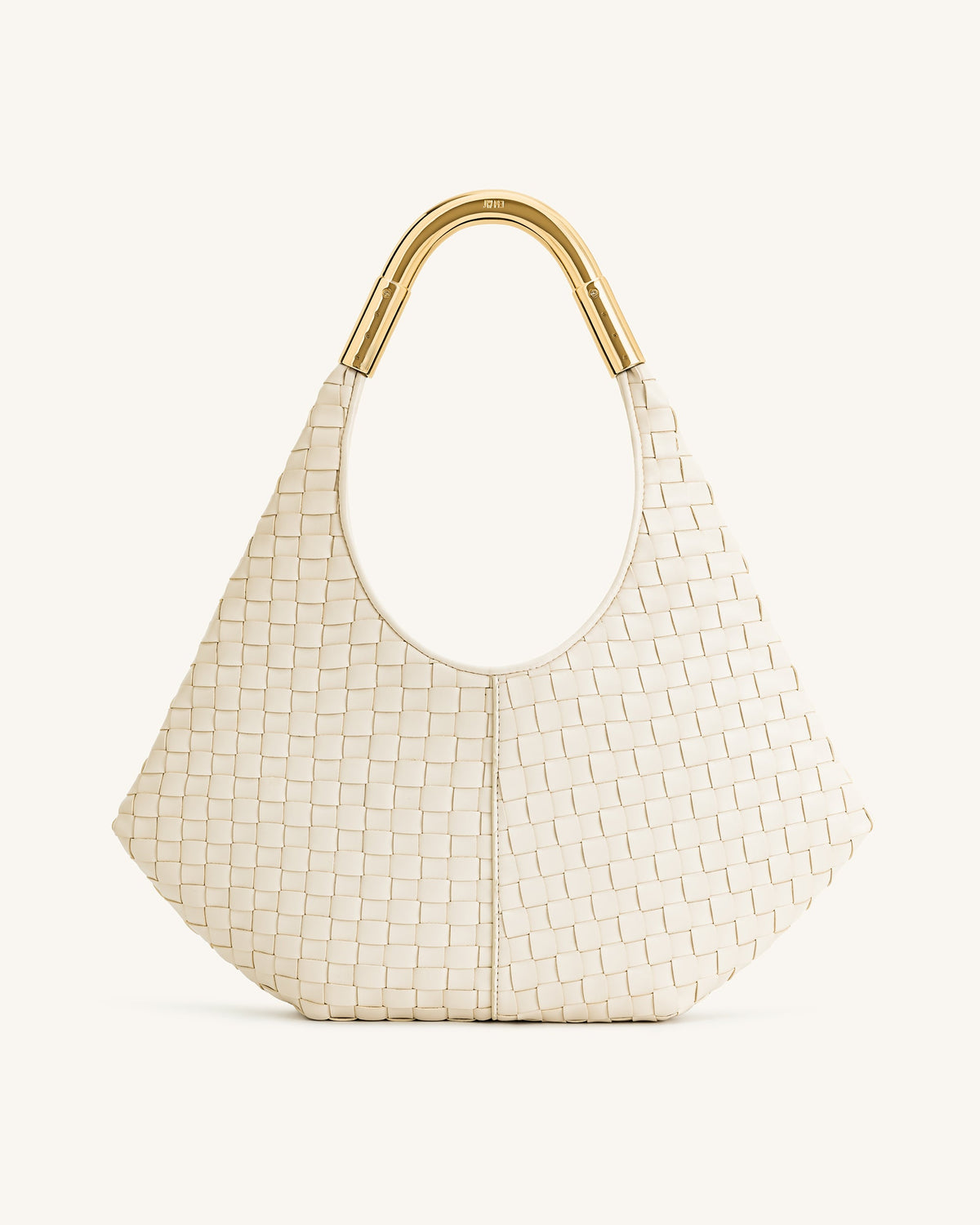 Olivia Hand-Woven Metal Handle Hobo Bag - White | JW PEI