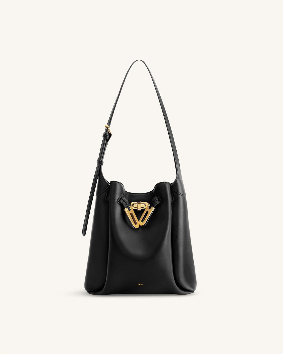 Charlene Double Buckle Hobo Bag - Black | JW PEI