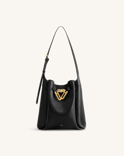 Charlene Double Buckle Hobo Bag - Black | JW PEI
