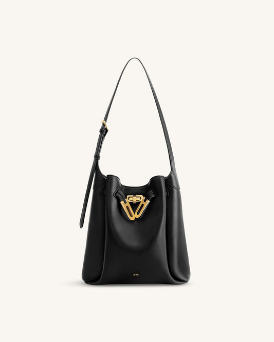 Charlene Double Buckle Hobo Bag - Black | JW PEI