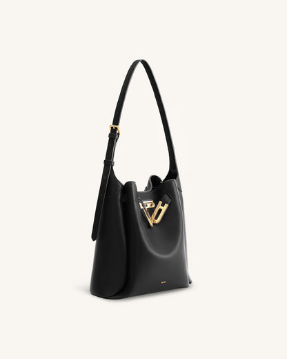 Charlene Double Buckle Hobo Bag - Black | JW PEI