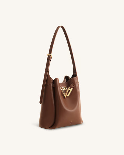 Charlene Double Buckle Hobo Bag - Brown | JW PEI