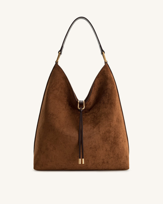 Aria Faux Suede Shoulder Bag - Brown | JW PEI