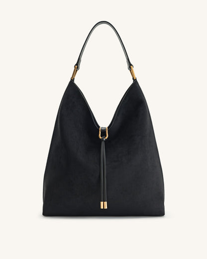 Aria Faux Suede Shoulder Bag - Black | JW PEI