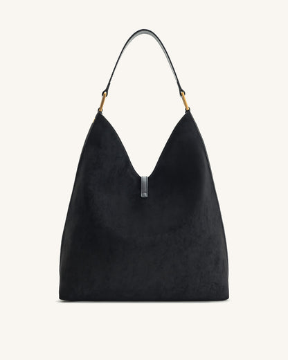 Aria Faux Suede Shoulder Bag - Black | JW PEI