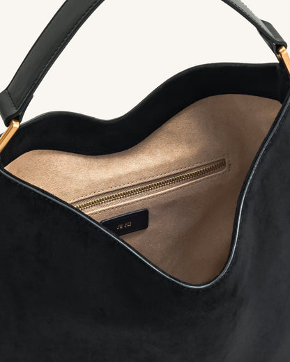 Aria Faux Suede Shoulder Bag - Black | JW PEI