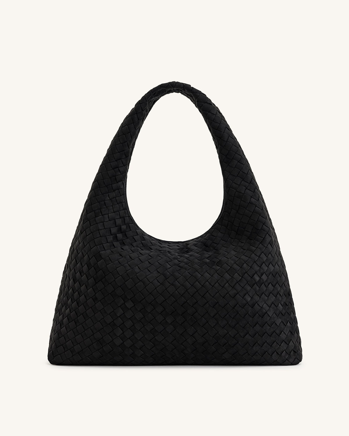 Laura Faux Suede Woven Shoulder Bag - Black | JW PEI
