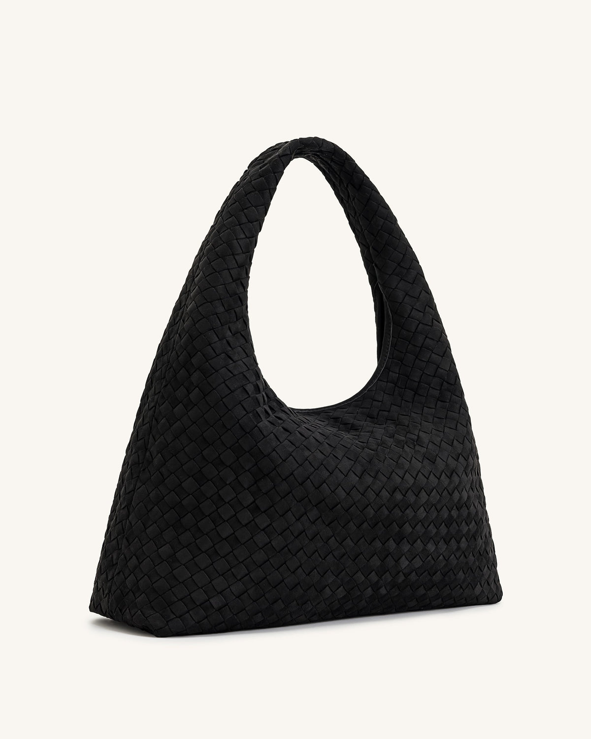Laura Faux Suede Woven Shoulder Bag - Black | JW PEI