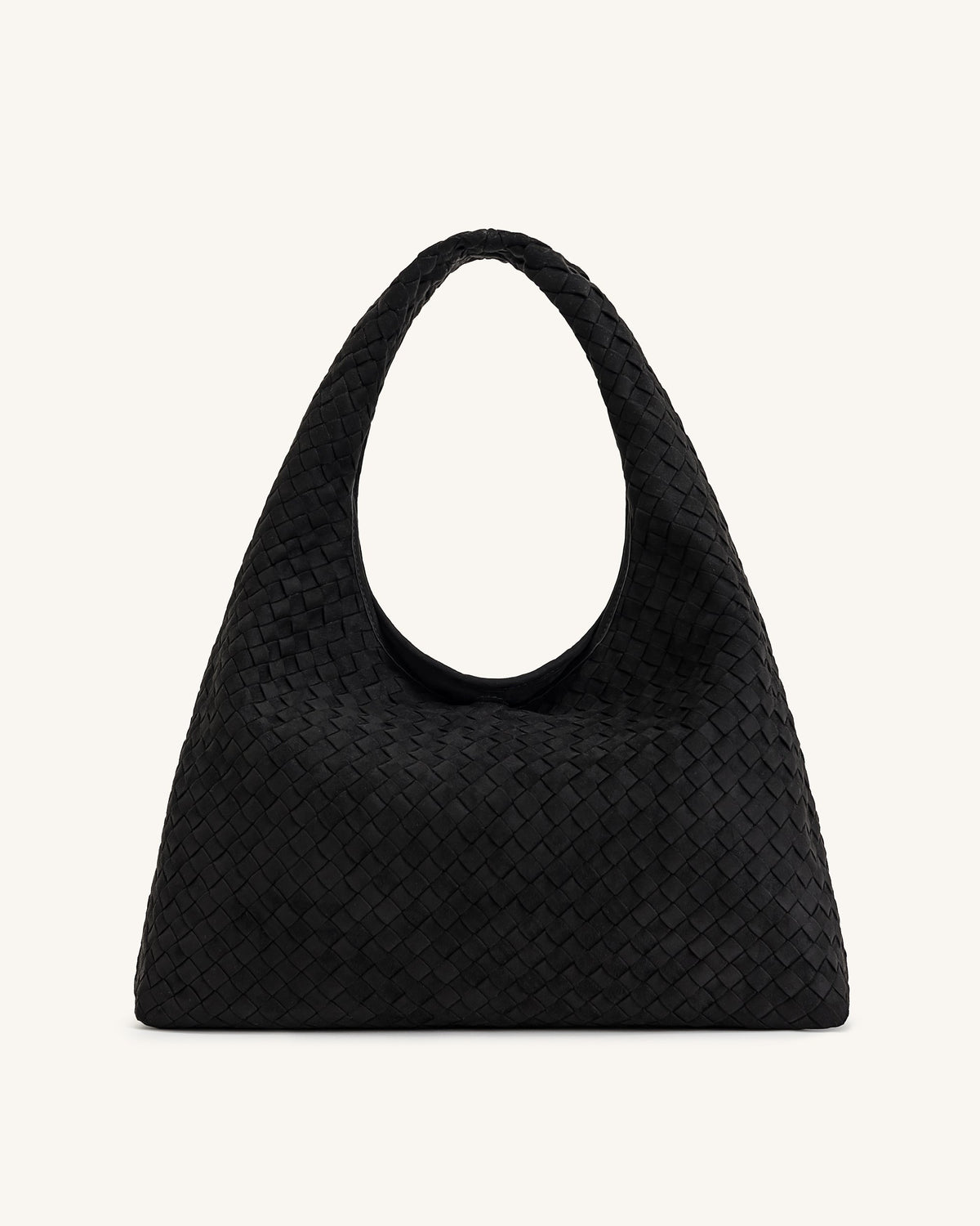 Laura Faux Suede Woven Shoulder Bag - Black | JW PEI