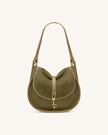 Arla Small Faux Suede Hobo Bag - Olive Green | JW PEI