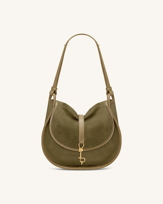 Arla Small Faux Suede Hobo Bag - Olive Green | JW PEI