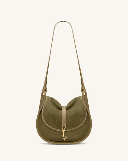 Arla Small Faux Suede Hobo Bag - Olive Green | JW PEI